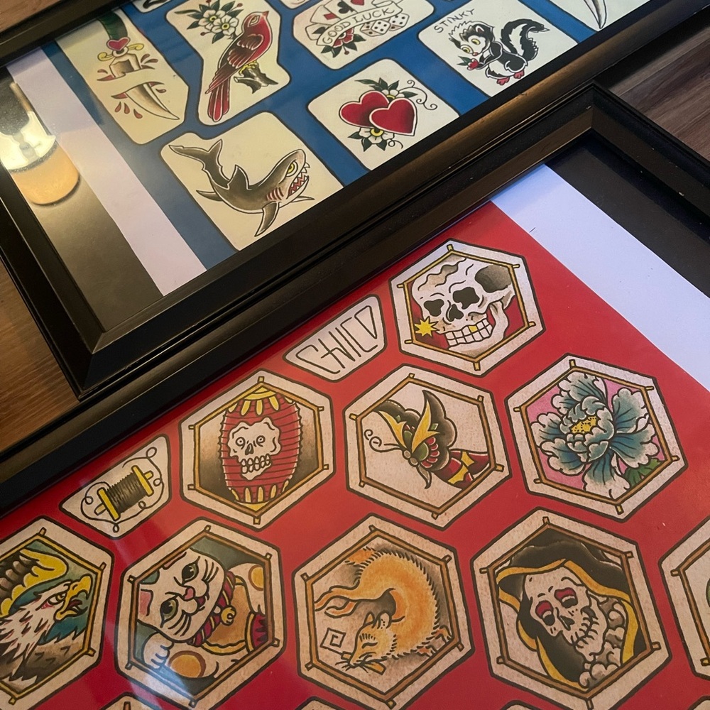 Framed Tattoo Art Prints American traditional Japanese